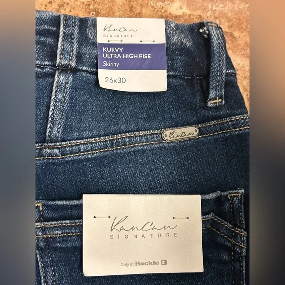 Kancan Sz 26x30 Kurvy Ultra High Rise Whiskered Distressed Skinny Jeans Stretchy - Picture 3 of 4